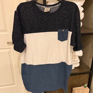 Men's Navy and White Colorblock Tee